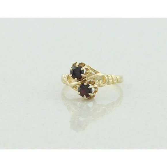 14k Yellow Gold Natural Garnet Band Ring Antique Victorian Ring size 7 - Picture 6 of 9
